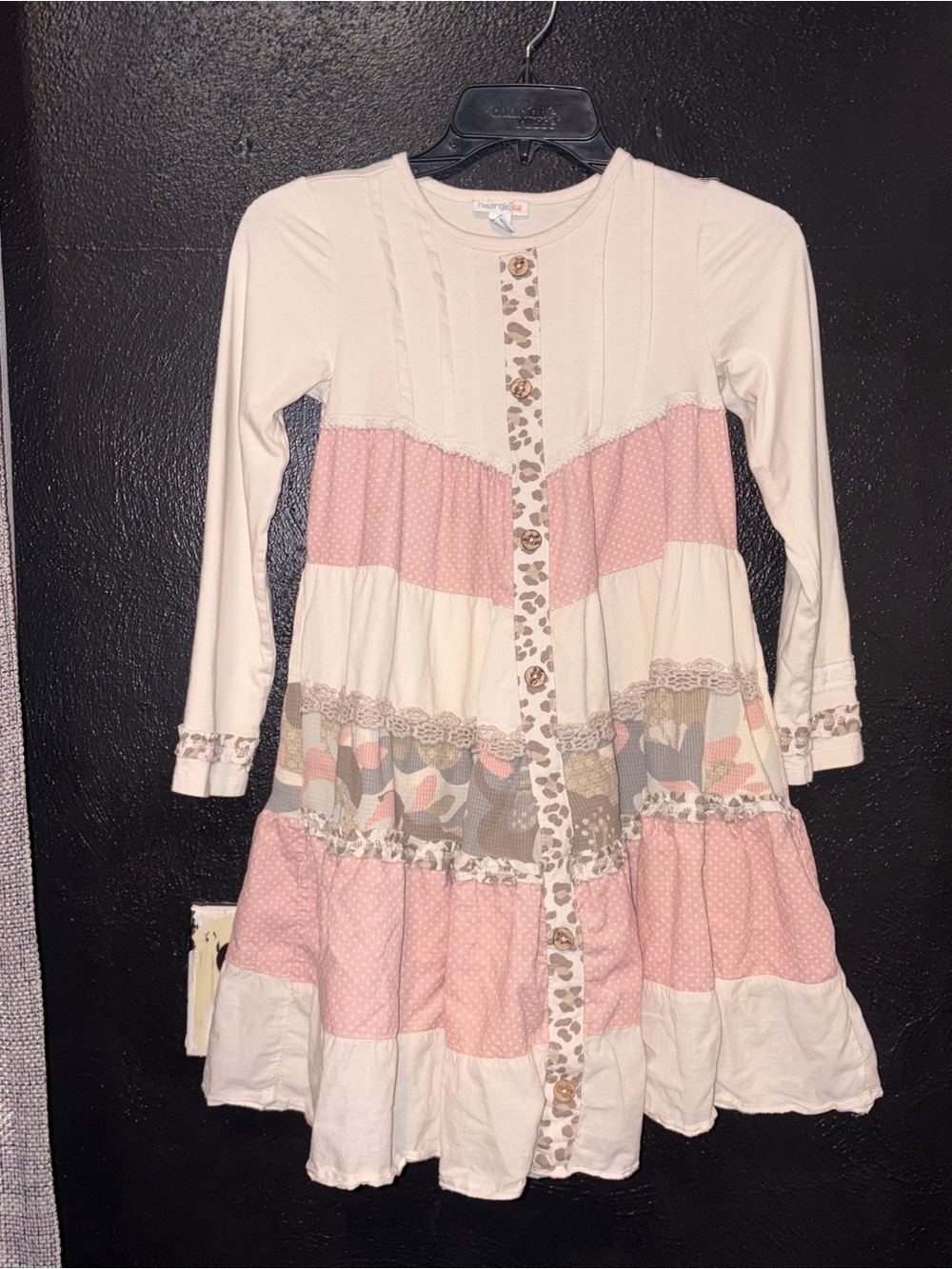 Naartjie Kid Girls XXL (8Y) Pink & Cream Floral Button Front Dress